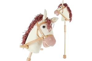BIECO Cavallo a Spina Ginger | Cavallo Cavalcabile per Bambini | Hobby Horse Realistico | Testa di Cavallo con Bastone | Giochi Bambini 1 Anno Femmina Regalo 1 Anno Cavallino interattivo Bambina