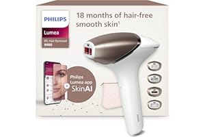 Philips Lumea 9900 Series, IPL Hair Removal Device, Laser Hair Removal Alternative, SenseIQ and SkinAI Technology, 4 Attachments for Body, Face, Bikini and Underarms, Corded & Cordless Use, BRI951/01