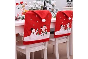 Acxilexy 2 sztuki pokrowców na krzesła z ornamentami bożonarodzeniowymi, dekoracja na święta Bożego Narodzenia, odświętne wesele, wzór bałwana, Boże Narodzenie, krzesła, dekoracja, zdejmowane