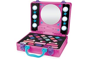 SHIMMER 'N SPARKLE Cra-Z-Art 17362 Shimmer N Sparkle Light up Beauty Pink Case for Children with Hollywood Style Lights Real Washable Makeup for Kids, Black