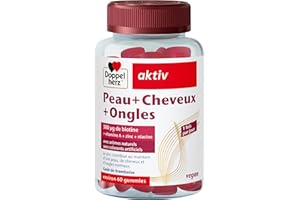 Doppelherz Peau+Ongles+Cheveux - Gummies à mâcher vegan - Avec zinc, biotine, vitamines A, C, E & B6-60 gummies