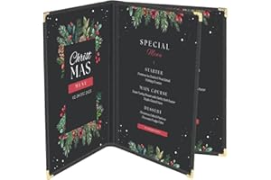 Flexzion Menu Couverture 8.5X11 pouces Noir Triple Fold Porte-livre de style avec 3 Page 6 Vue d'angle de protection pour Hôtel Restaurant Deli Cafés Bars Pubs 1 1 paquet Clair