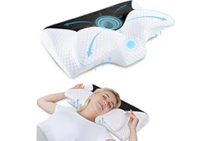 HOMCA Cuscino Cervicale Ergonomico Cuscino Memory Foam per Supporto Cuscino Ortopedico per Dormire sul Fianco e sulla Schiena, Nero