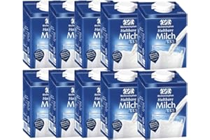 Pufai, Weihenstephan Milch fettarme H-Milch 3,5% Fett Haltbare Milch, je 0,5 Liter, 10 Stück, Pufai