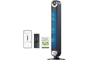 Dreo Smart Leiser Turmventilator mit Kühlung, 106cm WiFi Alexa Tower Fan, 90° oszillierender Ventilator, Fernbedienung 9-Geschwindigkeit 4 Modi 12 Std Timer Sprachsteuerung, Cruiser Pro T2S, Schwarz