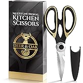 Deer & Oak Premium Kitchen Scissors, Multifunctional Heavy Duty Meat Pizza Scissors for Kitchen Use UK, Multipurpose Shears D