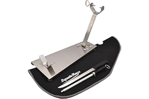 FERRETERIA LEPANTO Supporto per prosciutto pieghevole in acciaio inox, piastra pieghevole, base inox, più set di taglio composto da coltello da prosciutto + sciaira + copriprosciutto LepantoHouse