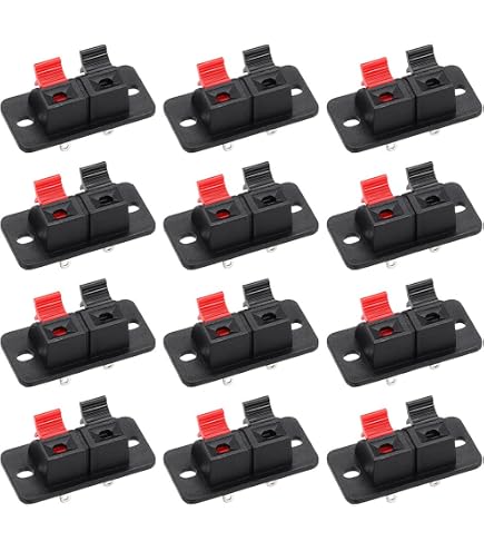 Sourcing Map Bornier Enceinte 10 Voies à Ressort – Bloc De Connexion Push Release Rouge/Noir 50V/3A – Pour Câbles AWG24-16, Installation DIY