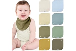 LULU MOON lulumoon Lätzchen Baby Absorbierende Dreieckstuch, Musselin Halstuch Baby mit Verstellbares Druckknopf, Weiche Sabberlätzchen für Junge und Mädchen, Unisex, 8 Stück (Ozean)