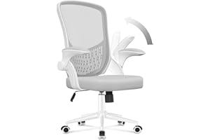 naspaluro Sedia da Ufficio,Sedie Scrivania Ergonomica Con Braccioli Ribaltabili a 90°,Poltrona Ufficio Lombare, Rivestimento in Rete Traspirante, Sedia Girevole a 360° Con Funzione Swing,Grigio