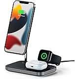 SATECHI Stand Di Ricarica Wireless Magnetico 3 In 1 - Compatibile Con iPhone 15 Pro Max/15 Pro/15/15 Plus/14 Pro Max/14 Pro/1