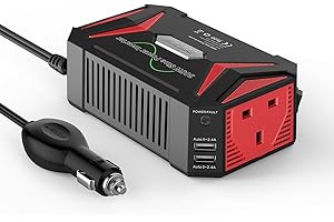 BESTEK 300W Pure Sine Wave Power Inverter 12V to 240V 230V with 4.8A Dual Smart USB Ports Car Adapter Charge Your Laptop iPad iPhone Tablet Consoles & More