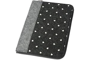 LUXDAG Mom's Organiseur pour carnet de maternité et carnet en feutre avec fermeture éclair avec cœurs et écusson (couleur au choix), couverture A5 en tant que pochette pour passeport et maternelle (2in1)