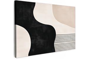 MuchoWow© Impression sur Toile Decoration Murale Peinture 120x80 cm Tableaux Art Décoratif Muraux Décoration Chambre Abstrait - Japandi - Beige - Moderne