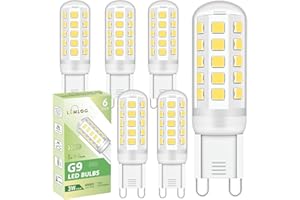 Lumlog G9 Led Bulbs Cool White 6-Pack, 3W 510Lm, 6000 Kelvin G9 Led Light Bulb, Equivalent to 30-40W Halogen, 220-240V No Flicker Non-Dimmable Energy Saving, for Home Lighting Decor [Energy Class C]