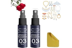 Qosneoun Jewelry Cleaner Spray,Jewelry Cleaner 03 for all Jewelry,Quick Jewelry Cleaning Spray,Anti Tarnish Jewelry Cleaner,Watch Diamond Silver Gold Jewelry Cleaner Solution (2pcs)