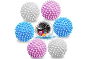 QITIXI:OU 6 Stück Waschbälle,Trockner Bälle für Trockner Trocknerbälle,Wiederverwendbare Dryer Balls,Trocknerbälle für Wäschetrockner,Trocknerball Tennisbälle Waschmaschine Daunen Waschbälle für Waschmaschine