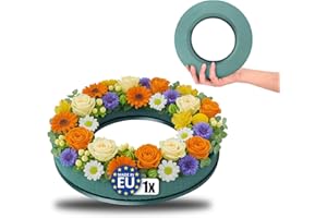 ‎COM-FOUR com-four® 1x Steckmasse für Blumengestecke in Ringform - Steckschaum für Frischblumen - Steckschwamm zum Basteln für Hochzeit, Ostern und Geburtstag (01 Stück - Ring)
