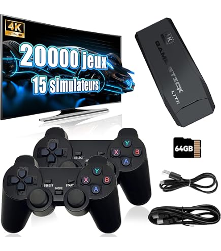 Console Retro Jeux 40000+ - Manettes Sans Fil | 4K HDMI | Plug & Play | Cadeau Nostalgie