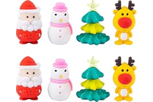 FOGCOSY Christmas Erasers for Kids - 8 Pcs Cute Santa Reindeer Snowman Xmas Tree Gift Box Erasers, Christmas Theme Cartoon Eraser for Party Favors, Goodie Bag, Stocking Stuffers, School Homework Reward