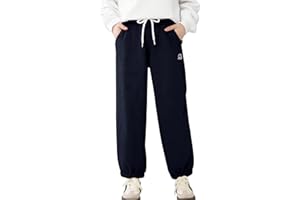 SEAUR Pantalon de Jogging Doublé Polaire Fille en Velours Côtelé Pantalon Thermique avec Taille Élastique Automne Hiver Enfant 120-170=(110-164)