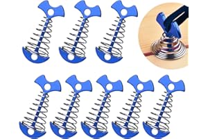 DIYJEP Piquet de Poisson, 8 Pièces Fishbone Tendeur de Tente avec Ressort Mousqueton, Aluminium Alliage Ressort Tentes Piquets, Camping Tent Stakes Pegs Anchor Tendeur pour Planche Pont (Bleu)
