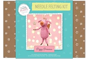 Simply Make Needle Felting Kit - Piggy Princess Design for Kids and Adults, Including Wool, Needles, and All Tools, Perfect for Adult Crafts and Beginners - Needle Felting Art & Craft Kit