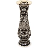 Zap Impex Vaso da fiori in ottone intagliato per casa, ufficio, soggiorno, letto, decorazione, nero, L, ZPBFV-8