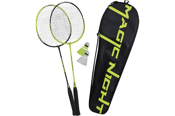 Talbot Torro Set de Badminton Magic Night, 2 Raquettes et 2 Volants avec LED, pour Jouer pour la Nuit, Dans un Sac, 449405