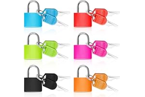WONWOOD_DIRECT Lucchetto per valigie con chiave, 6 pezzi, mini lucchetti con chiave, lucchetto per bagagli, valigie (6 colori), per bagagli, borse, valigie da viaggio, cassetta degli attrezzi, armadietto