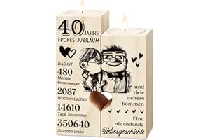 ‎VETBUOSA Rubinhochzeit Geschenk: Kerzenständer aus Holz für 40. Hochzeitstag - Geschenke für Frauen/Männer