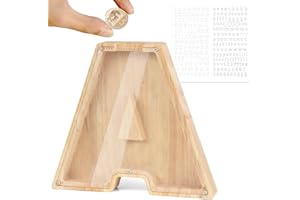 LEcylankEr Salvadanaio per bambini Personalizzato con lettere dalla A alla Z in legno trasparente Decorativo creativo Regali per compleanno, Natale