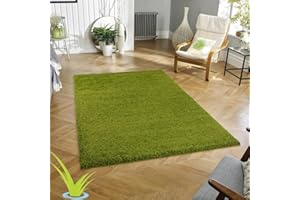 Wadan 60x110cm Green Shaggy Rugs Living Room |5mm Thick Pile | Extra Large Small Medium | Rectangular Size | Soft Touch | Living Room Area Rugs | Non Shedding