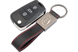 Coque Clé Télécommande Plip 3 Boutons pour Kia Sportage Venga Piccanto Rio avec Porte-Clés en Cuir KASER