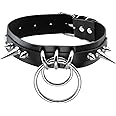 MILAKOO Punk Goth Metal Spike Studded Leather Collar Choker Spiked Necklace for Men Women