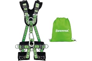 Safetytex 5-Punkt Premium Auffang- und Haltegurt - Fallschutz EN 361 EN 358 EN 813 - Bandfalldämpfer Tragkraft 140 kg - Absturzsicherung