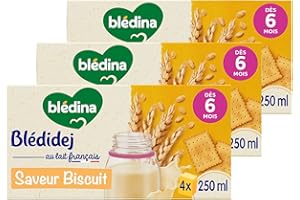 Blédina Blédidej - Biscuit au lait - 6 mois et plus - 3 Paquets de 4 Briques