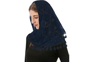 PAMOR Mass Veil Triangle Mantilla Cathedral Head Covering Chapel Veil Lace Shawl Latin Scarf