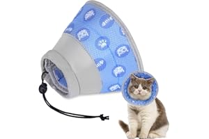 SUPRBIRD Collare regolabile per gatto,Collare Elisabettiano Gatto,Collare Protettivo Gatto,Gattini Cuccioli Dopo l'Intervento Chirurgico per Smettere di Leccarsi le Ferite (blu, M)