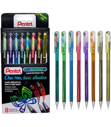 Pentel K110 Hybrid DualMetallic Gel Rollerball Pens, Assorted