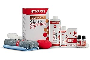 Gtechniq Glass Coating Kit for Cars, 6-Piece | Includes Glass Cleaner, Nanotech Glass Polish, Applicator, Microfibre Buff Cloth and More, Deep Clean, Coat and Maintain Car Windows and Mirrors