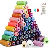 SOLEDI Sewing Kit of 60 Coloured Threads for Sewing 16 Needles for Sewing and 2 Threaders Suitable for Sewing Clothes by Hand