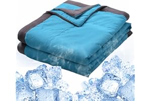 Winuoyang Cooling Blanket for Night Sweats, Breathable Lightweight Blanket for Summer Hot Weather 100x140cm (Blue)