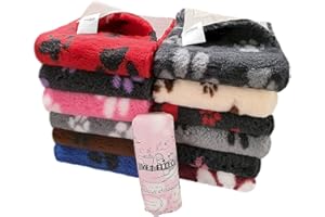 Vet Fleece Bedding | Vet Bed Original Non-Slip | for Puppys and Dogs | Manufactured in our British Mill| 40" x 30" (1.00m x 0.75m) Charcoal with Grey Multi-Paws | Quick Drying | Washable | Dog Bed