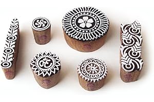 ROYAL KRAFT Indien Rond et Religieux Pattern Bois Impression Blocs (Set de 6)