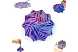 TWINSUN 3D Printed Fidget Toy,Fractal Sensory Fidget Star with Handle,Hexagonal Decompression Satisfying Click Sound & Hexagon Design for Office Desks As a Stress-Relief (Blue)