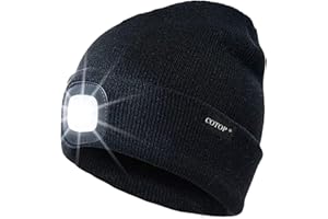 COTOP Mütze mit licht, Herren Wintermütze led, Weich Laufmütze Damen, Unisex Strickmütze für Angler, Geschenke Männer für Ski, Snowboard, Hut für Camping, Joggen