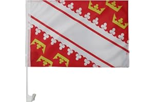 AZ FLAG - Drapeau Alsace Pour Décoration Voiture Avec Attaches En PVC Et Système d'Accroche - Car Flag Alsacien - Province D'Alsace - 100% Polyester - 50g - 45x30 cm