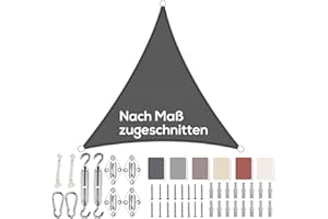 Aiyaoo Dreieckig Sonnensegel 3x3x3m Wasserdicht im Viele Größe und Farben, mit Befestigungs Kit PES Polyester, Sonnenschutz 95% UV Schutz, Reißfest Wetterfest für Terrasse Garten- Anthrazit