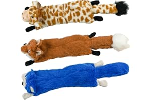 SHARLOVY Juguetes chirriantes para perros, sin relleno, paquete de 3 juguetes para perros pequeños, juguetes arrugados para perros, juguetes duraderos para masticar, juguetes de peluche lindos para